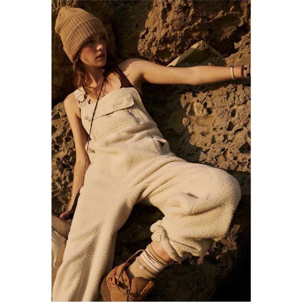 FP Movement Cream Hit the Slopes Fleece Overalls